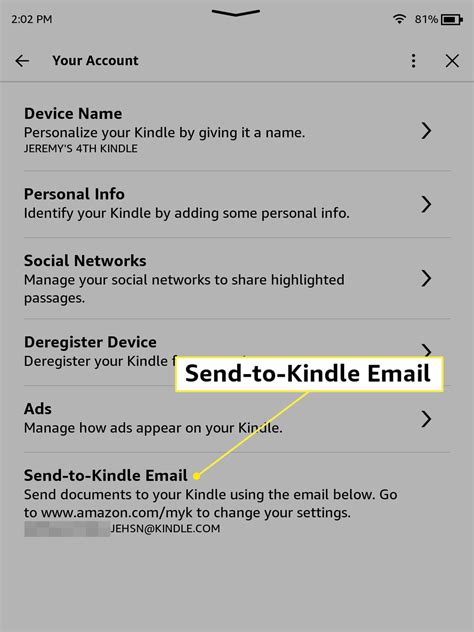 send to kindle email address